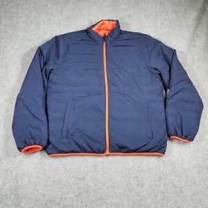 Brooks Brothers Puffer Jacket Mens XXL Blue Orange Reversible Thermore Insulated